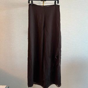 Lillie Rubin Black Silk High Rise Lined Wide Leg Zip Pants Layered Leg Size 4